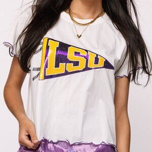 QUEEN OF SPARKLES White Tee with Purple and Gold Accents